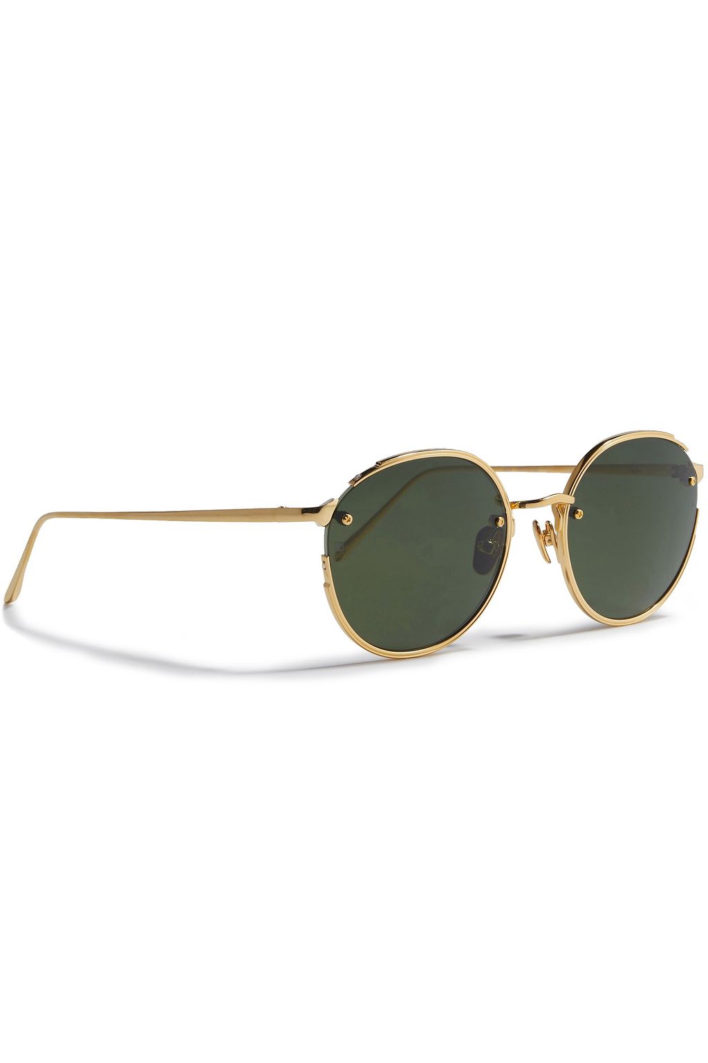 LINDA FARROW Round-frame gold-tone sunglasses