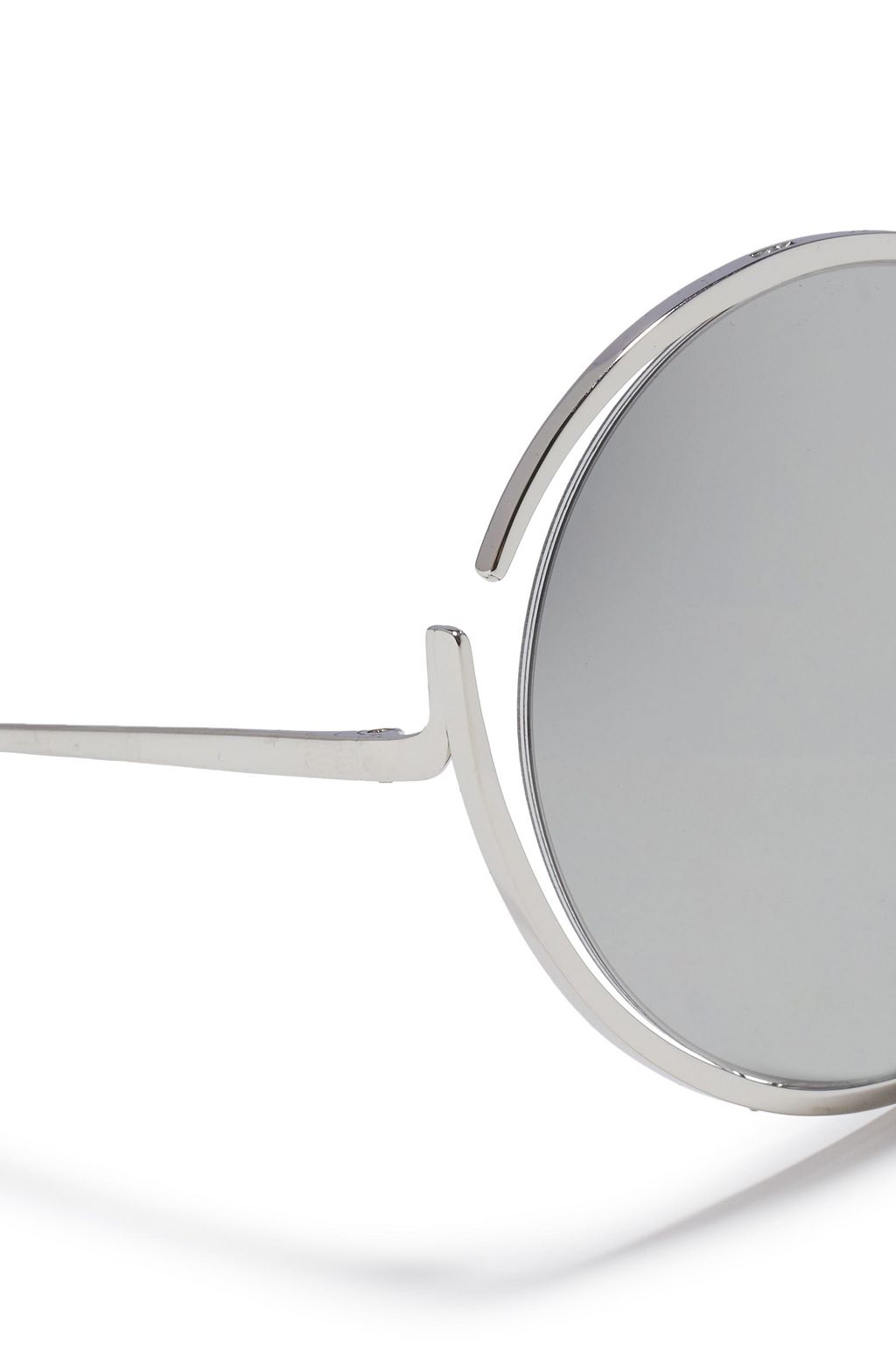LINDA FARROW Round-frame silver-tone mirrored sunglasses