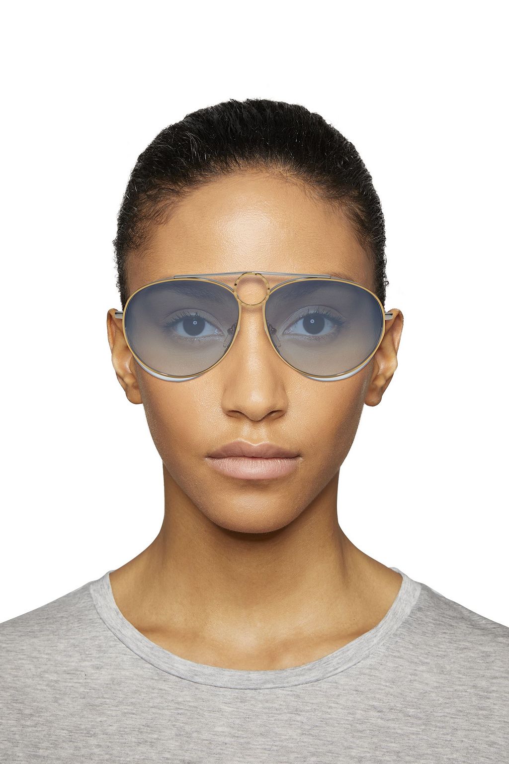 CHLOÉ Aviator-style gold-tone and acetate sunglasses