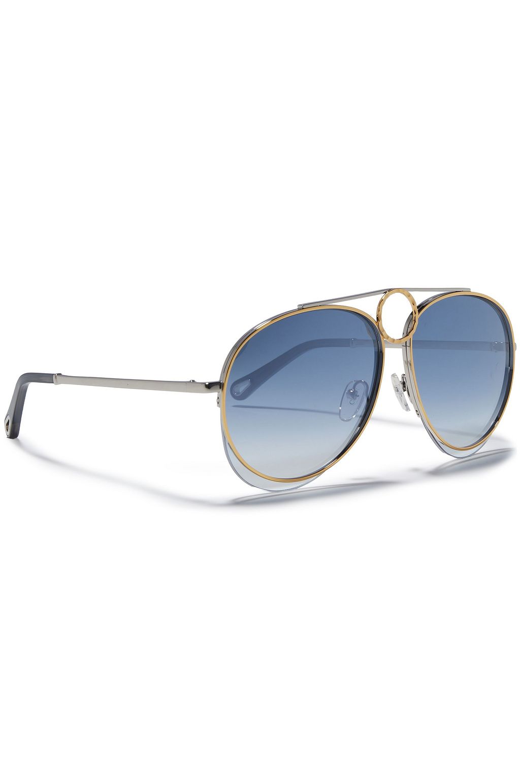 CHLOÉ Aviator-style gold-tone and acetate sunglasses