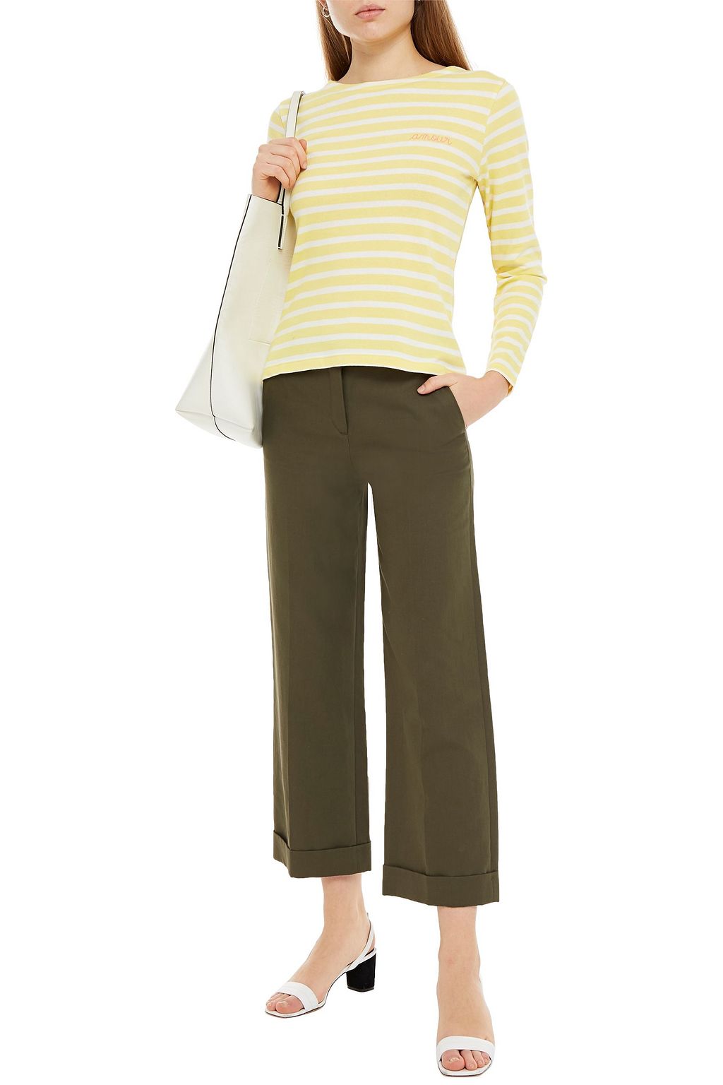 MAISON LABICHE Amour embroidered striped cotton top