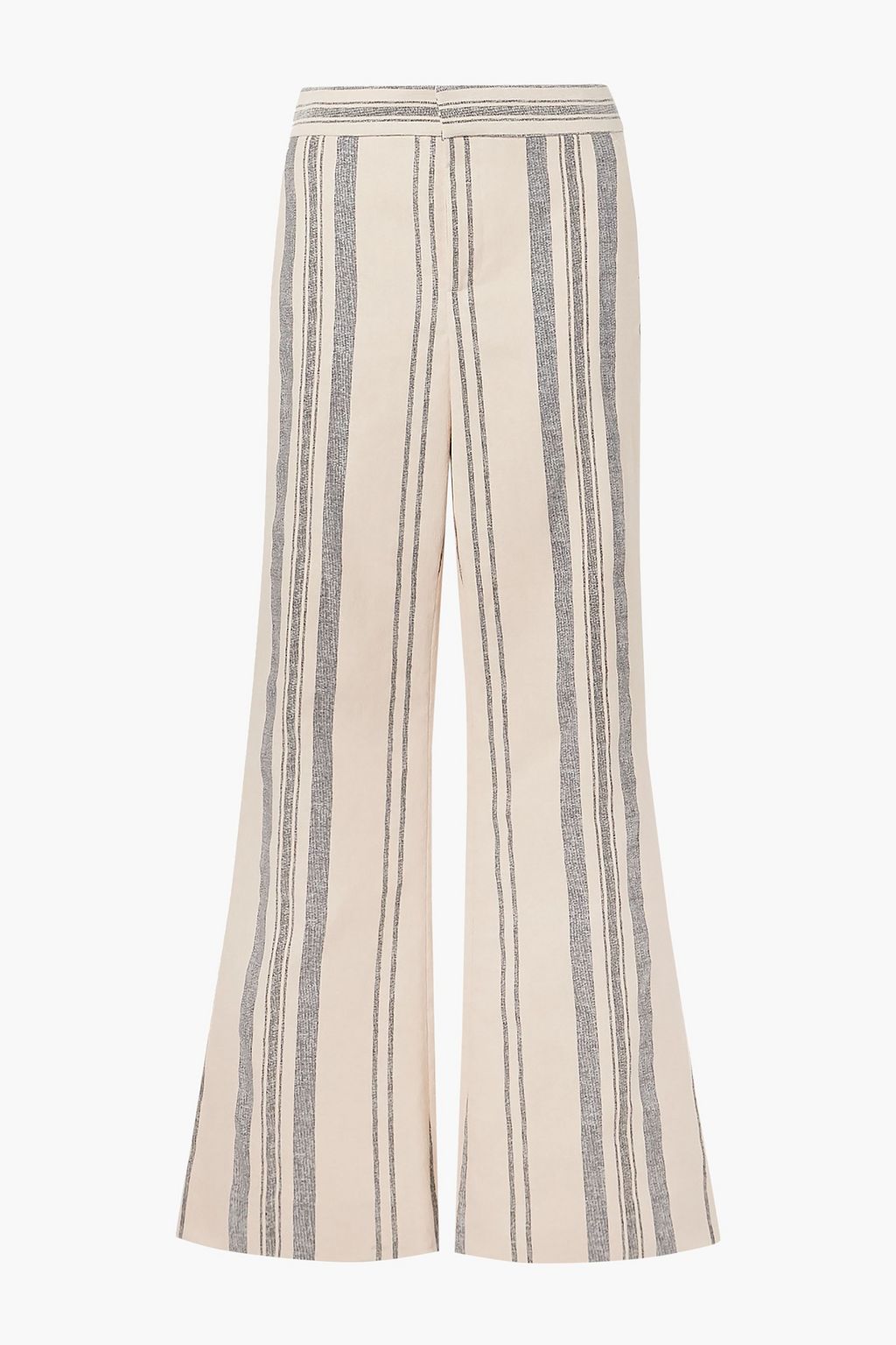 Ecru Striped cotton and linen-blend 