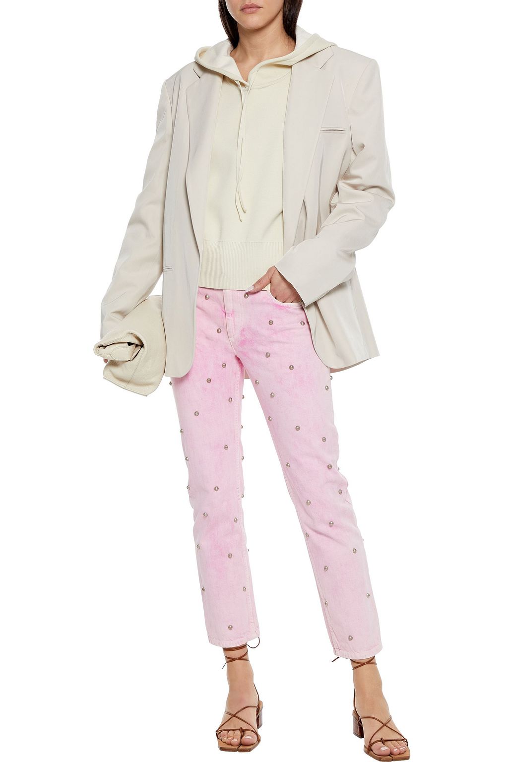 MARANT ÉTOILE Fliffa cropped studded high-rise straight-leg jeans