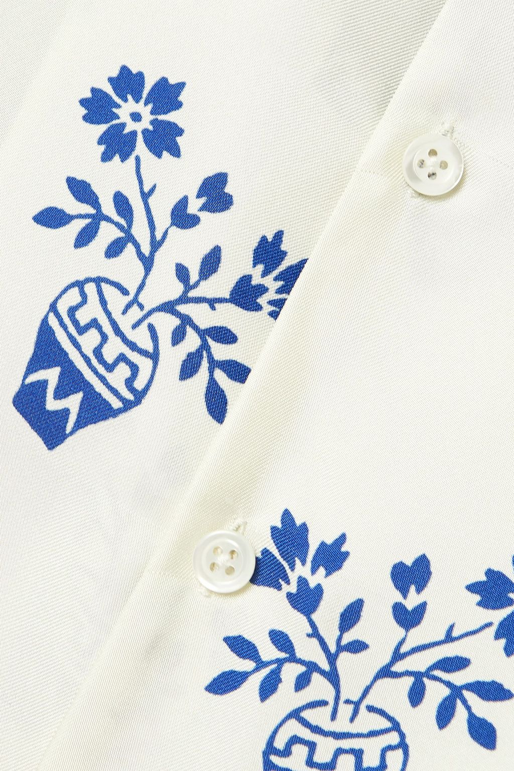 MONSE Flower Pot paneled printed silk-twill shirt