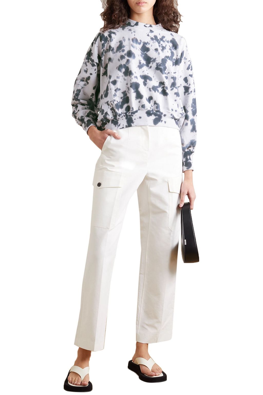 BASSIKE Cutout tie-dyed French cotton-terry sweatshirt
