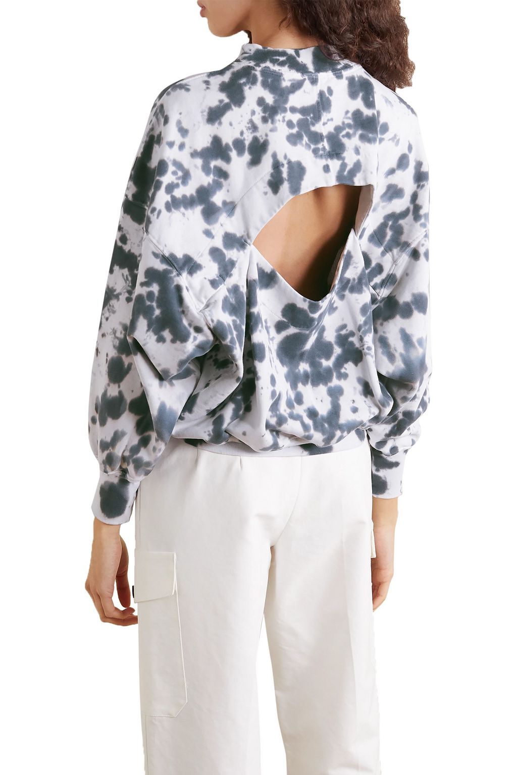 BASSIKE Cutout tie-dyed French cotton-terry sweatshirt