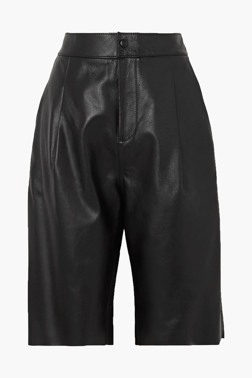 Black Pleated leather shorts | Sale up 