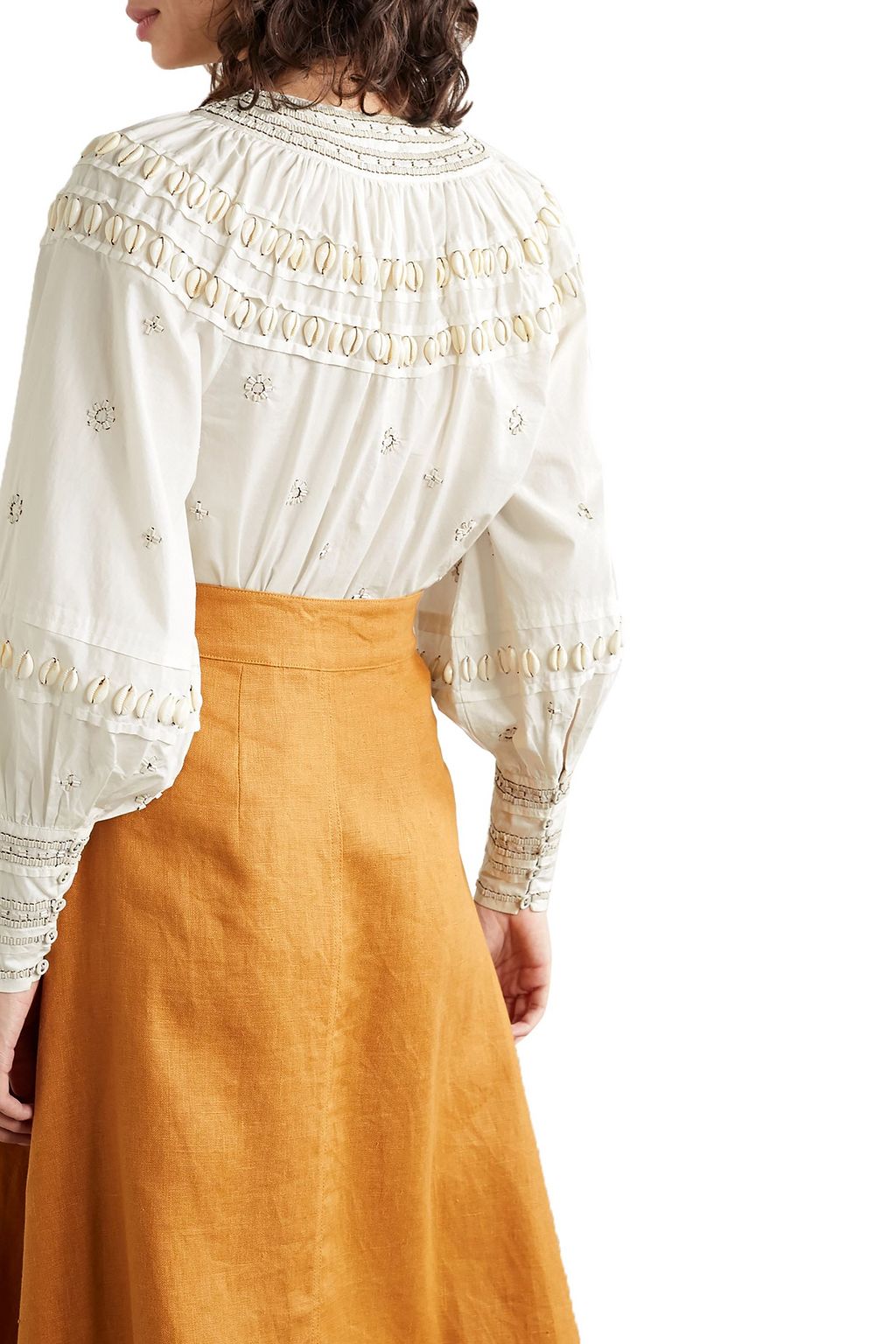 ULLA JOHNSON Tana Bluse aus Baumwollpopeline mit Verzierung