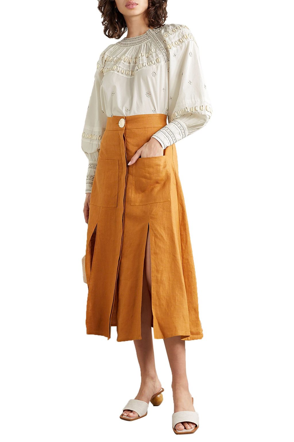 ULLA JOHNSON Tana Bluse aus Baumwollpopeline mit Verzierung