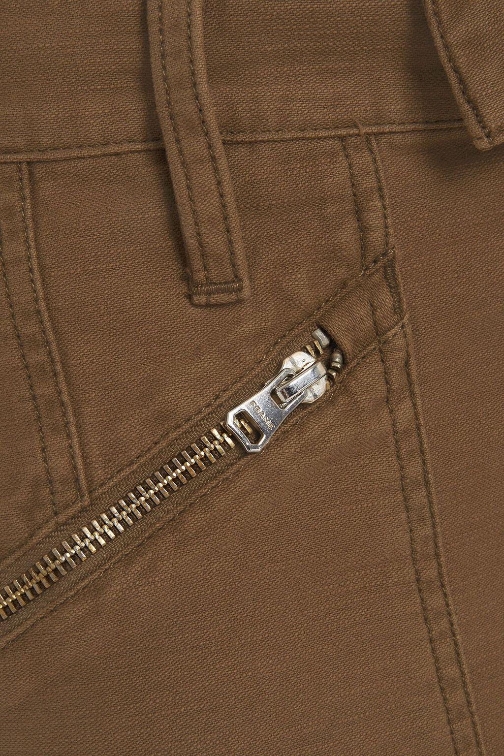 FRAME Cropped zip-detailed cotton-canvas tapered pants