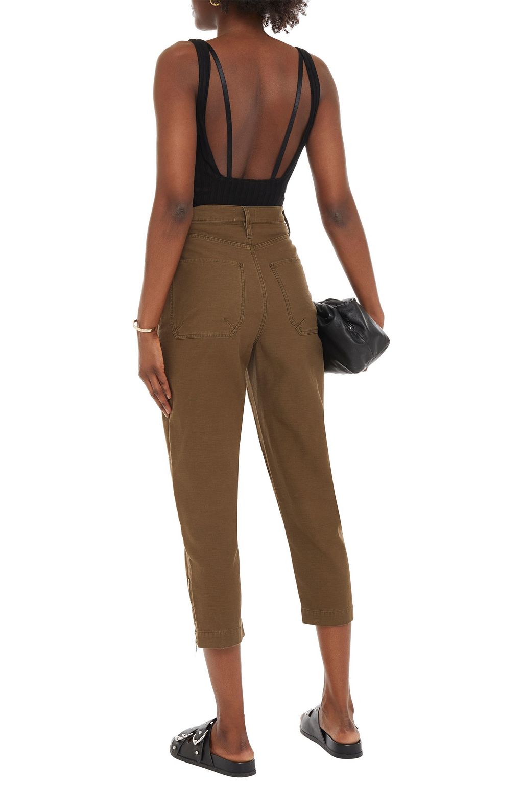 FRAME Cropped zip-detailed cotton-canvas tapered pants