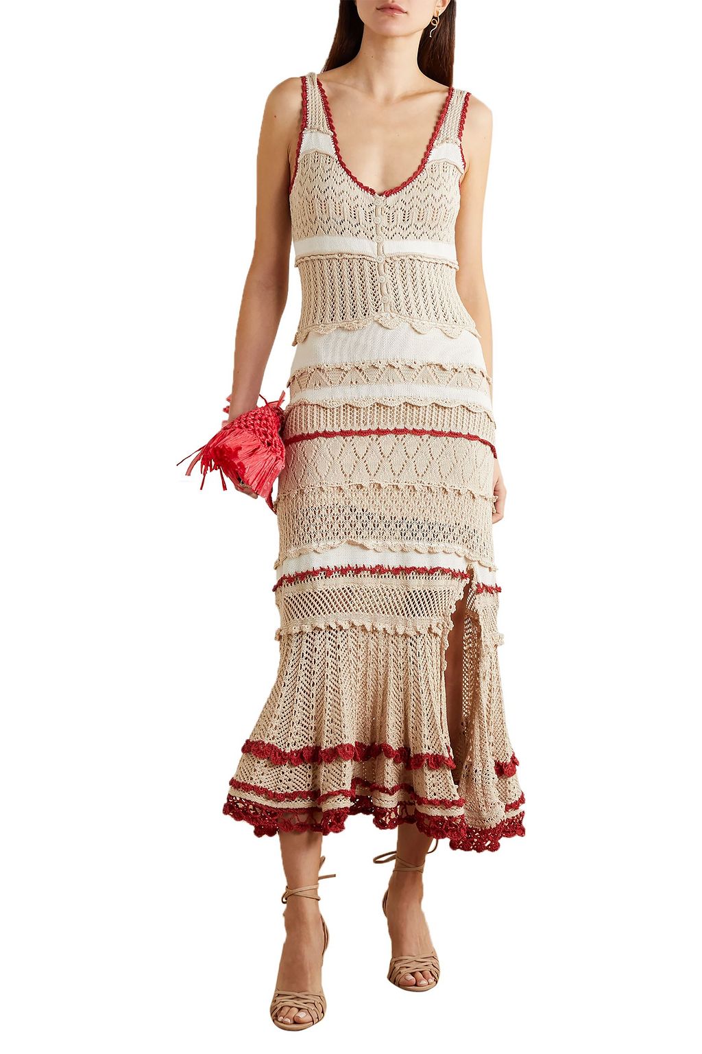 ALTUZARRA Herrick striped pointelle-knit stretch-cotton midi dress