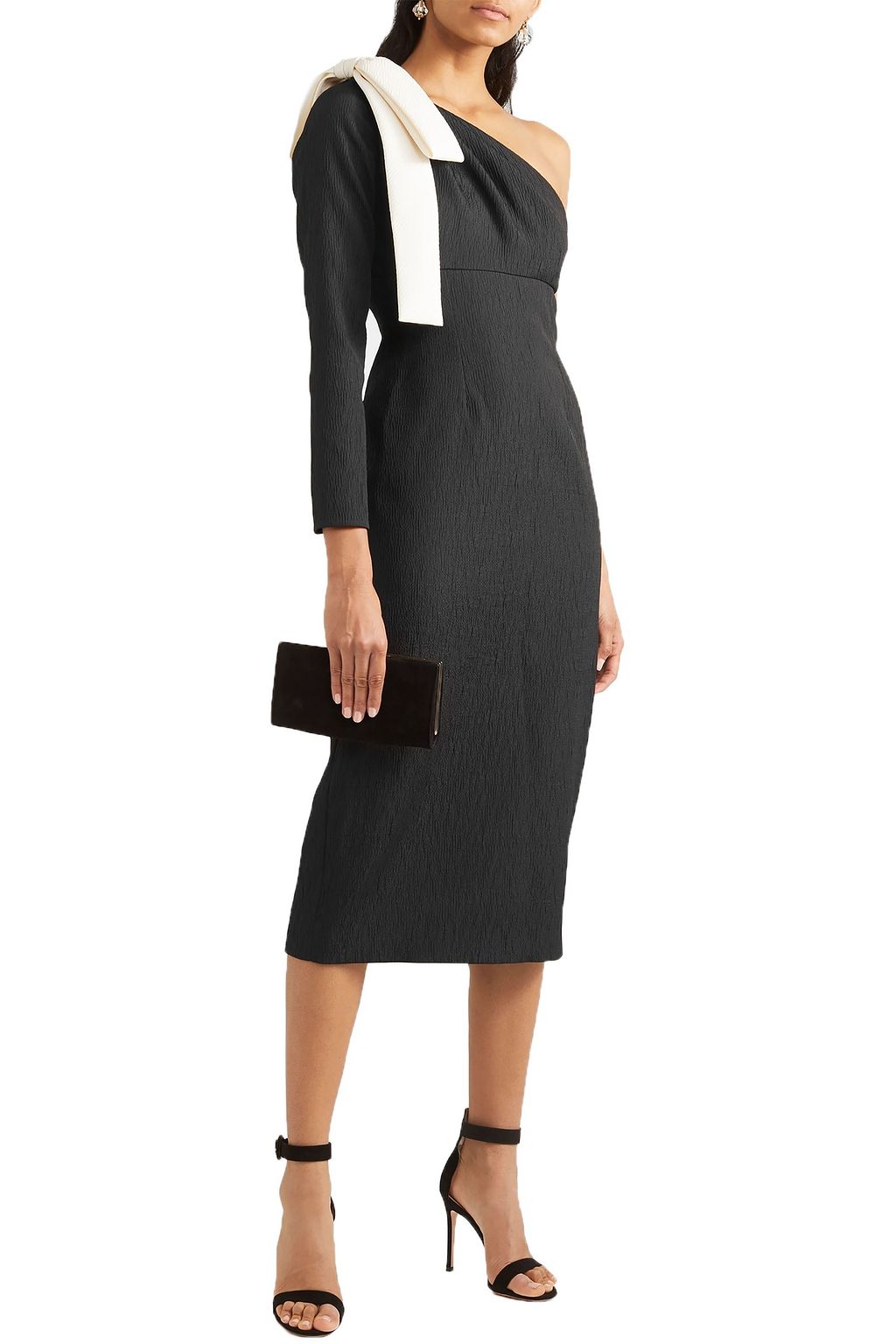 EMILIA WICKSTEAD Nadia one-sleeve bow-detailed cloqué dress