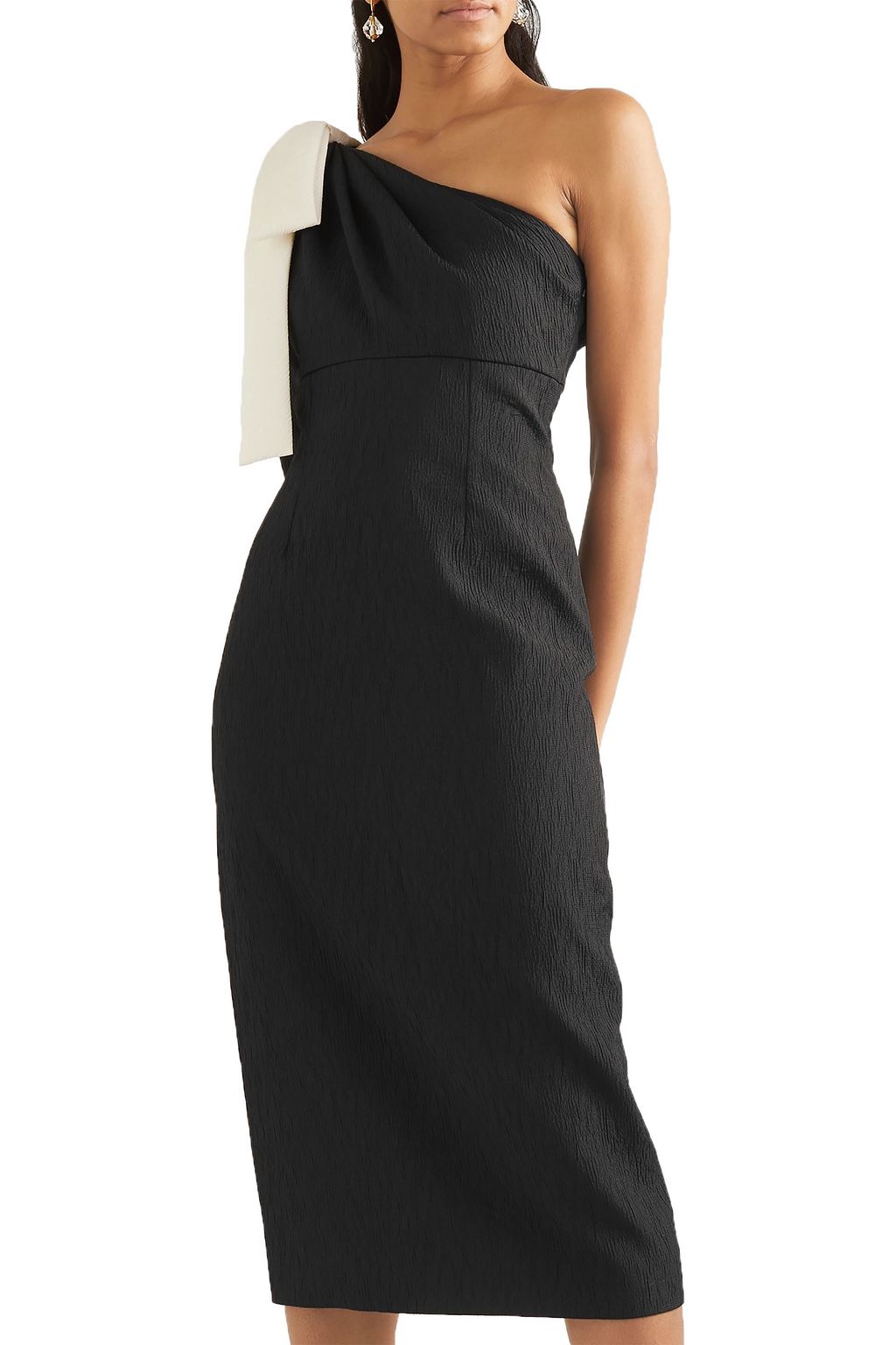 EMILIA WICKSTEAD Nadia one-sleeve bow-detailed cloqué dress