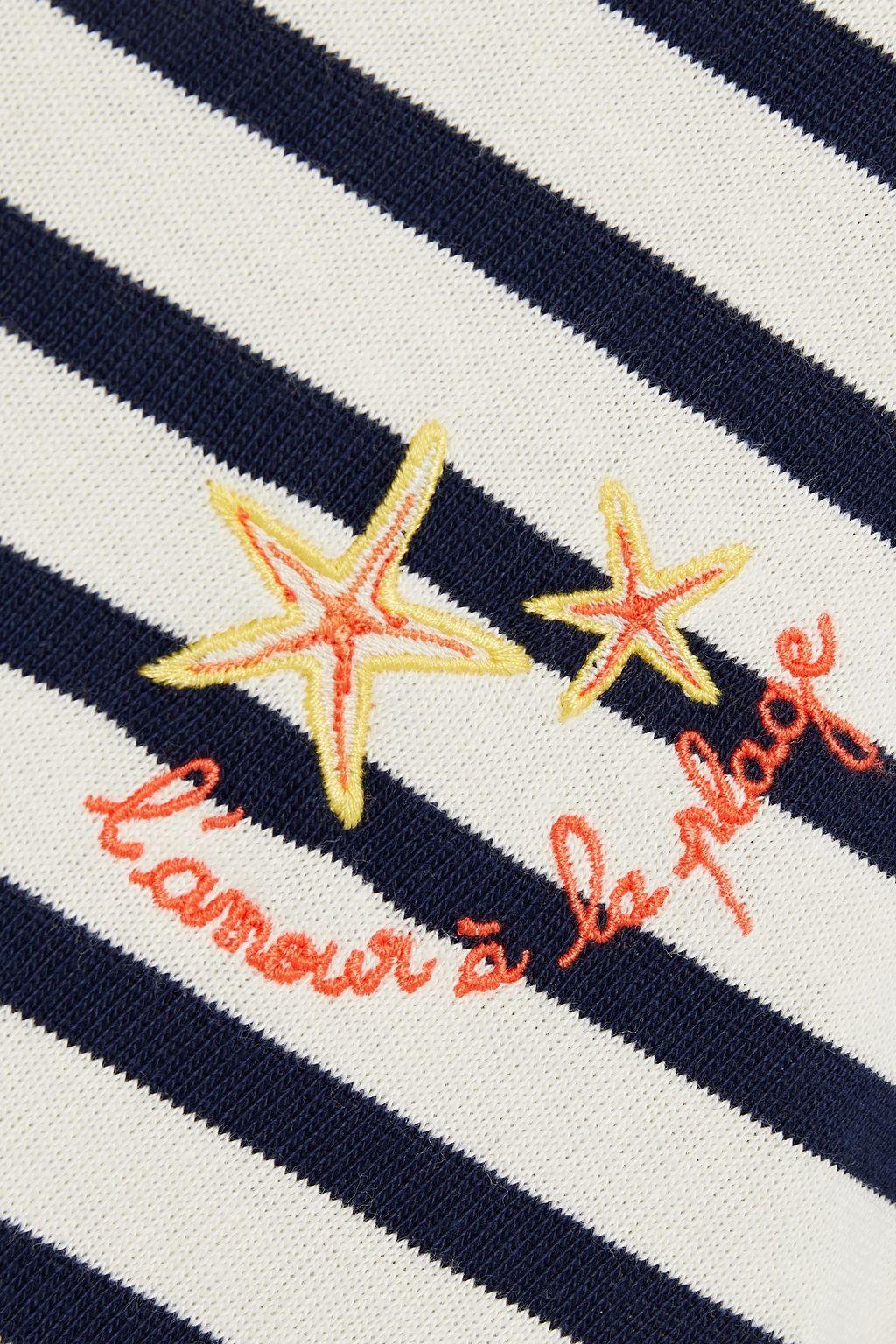 MAISON LABICHE Embroidered striped cotton-jersey T-shirt