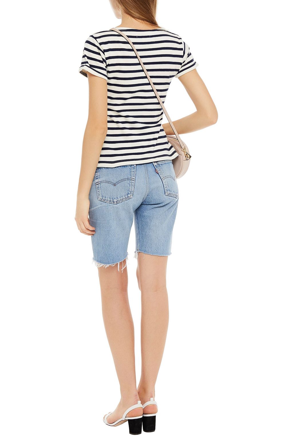 MAISON LABICHE Embroidered striped cotton-jersey T-shirt