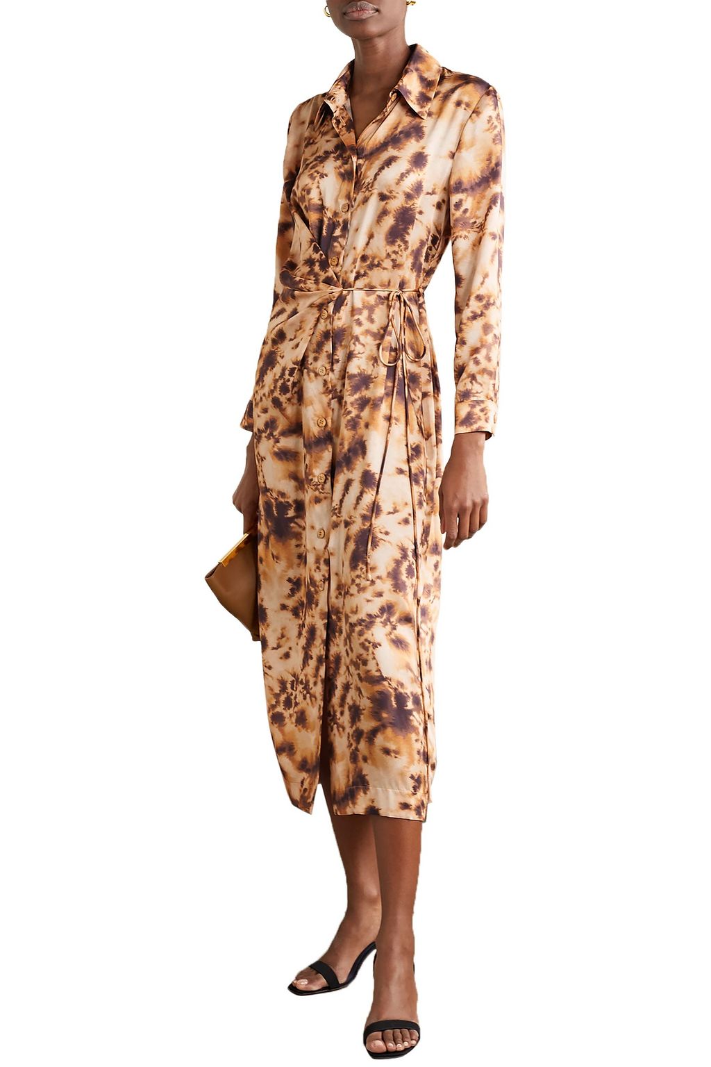 NANUSHKA Bisso wrap-effect tie-dyed satin-twill midi dress
