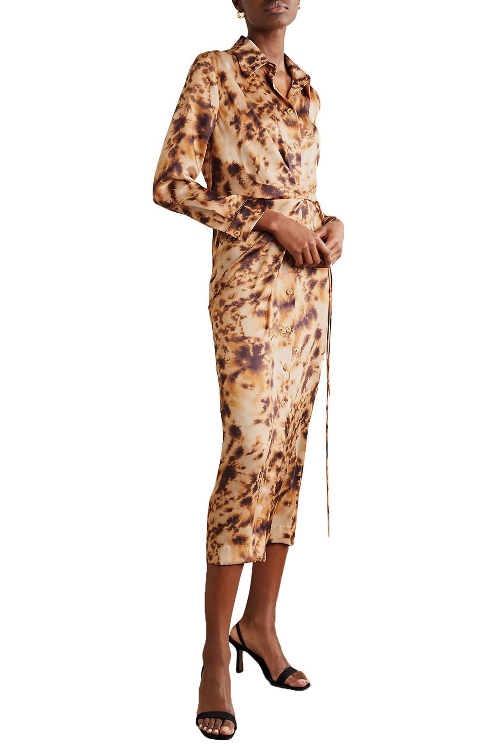 NANUSHKA Bisso wrap-effect tie-dyed satin-twill midi dress
