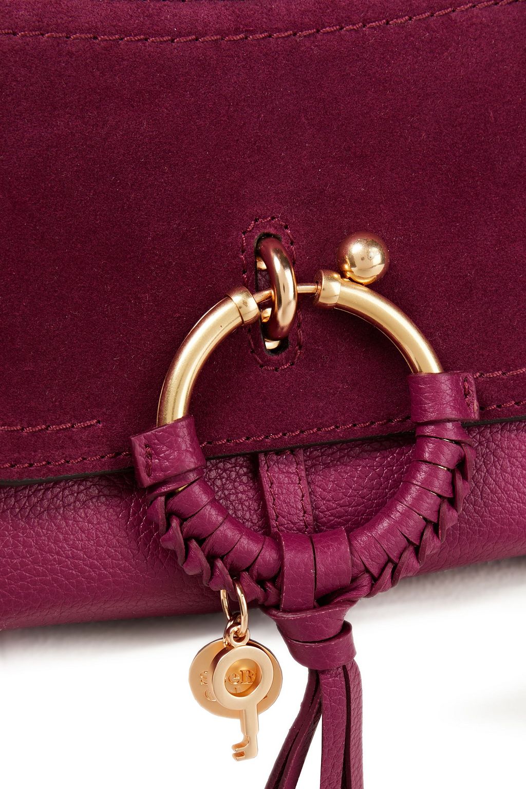 SEE BY CHLOÉ Joan suede-paneled pebbled-leather shoulder bag