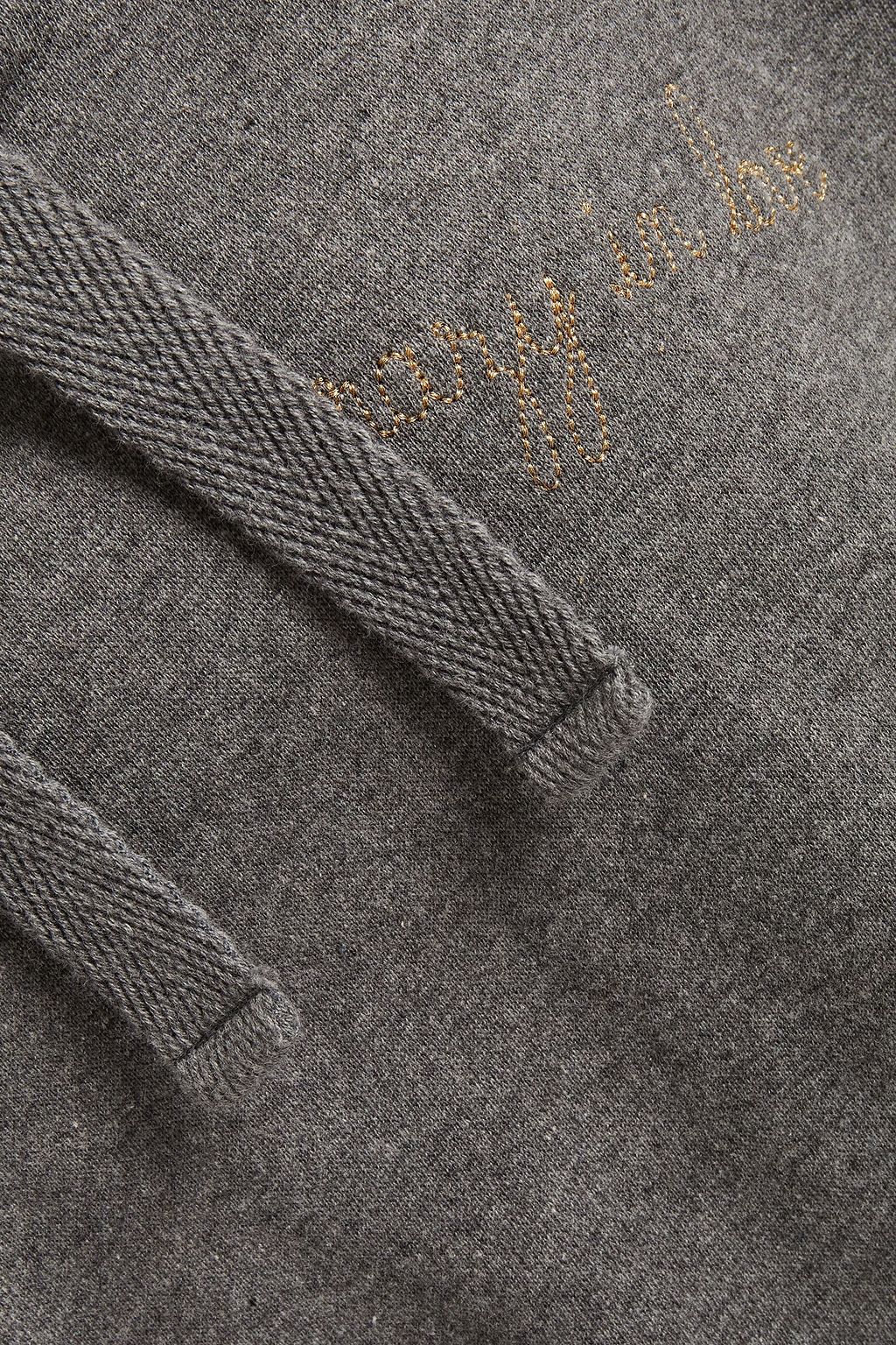 MAISON LABICHE Cropped embroidered mélange cotton-fleece hoodie