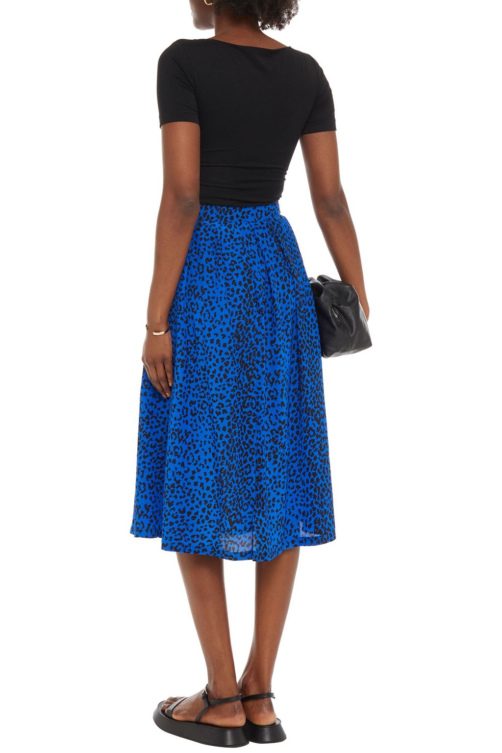 ÊTRE CÉCILE Amelie pleated leopard-print silk crepe de chine midi skirt