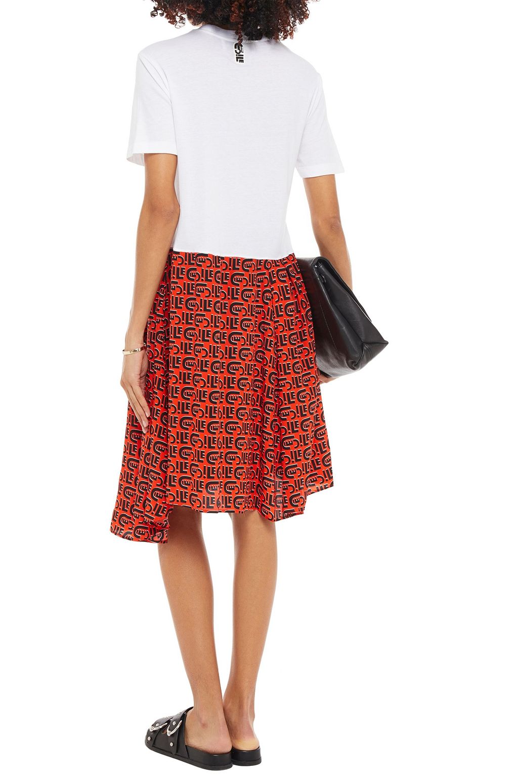 ÊTRE CÉCILE Sadie Cecile All Over organic cotton-jersey and logo-print silk crepe de chine dress