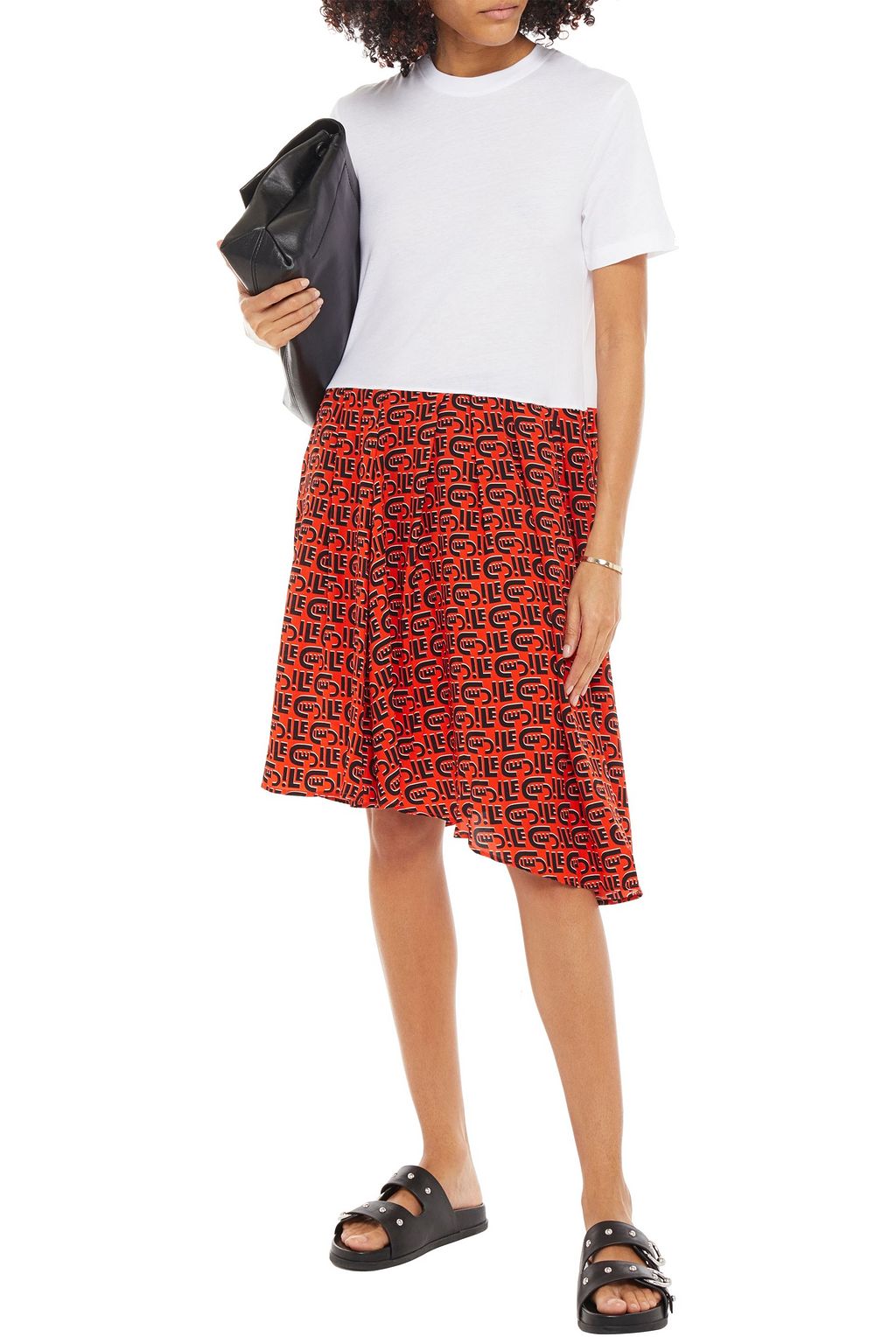 ÊTRE CÉCILE Sadie Cecile All Over organic cotton-jersey and logo-print silk crepe de chine dress