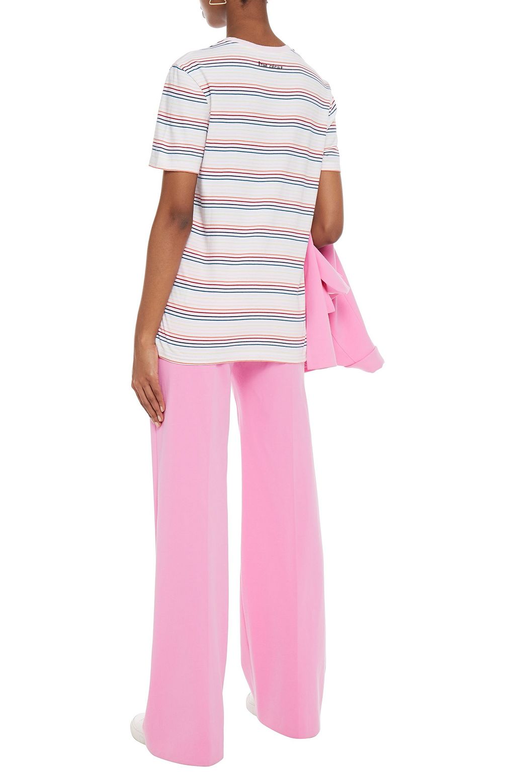 ÊTRE CÉCILE Rainbowie appliquéd striped cotton-jersey T-shirt