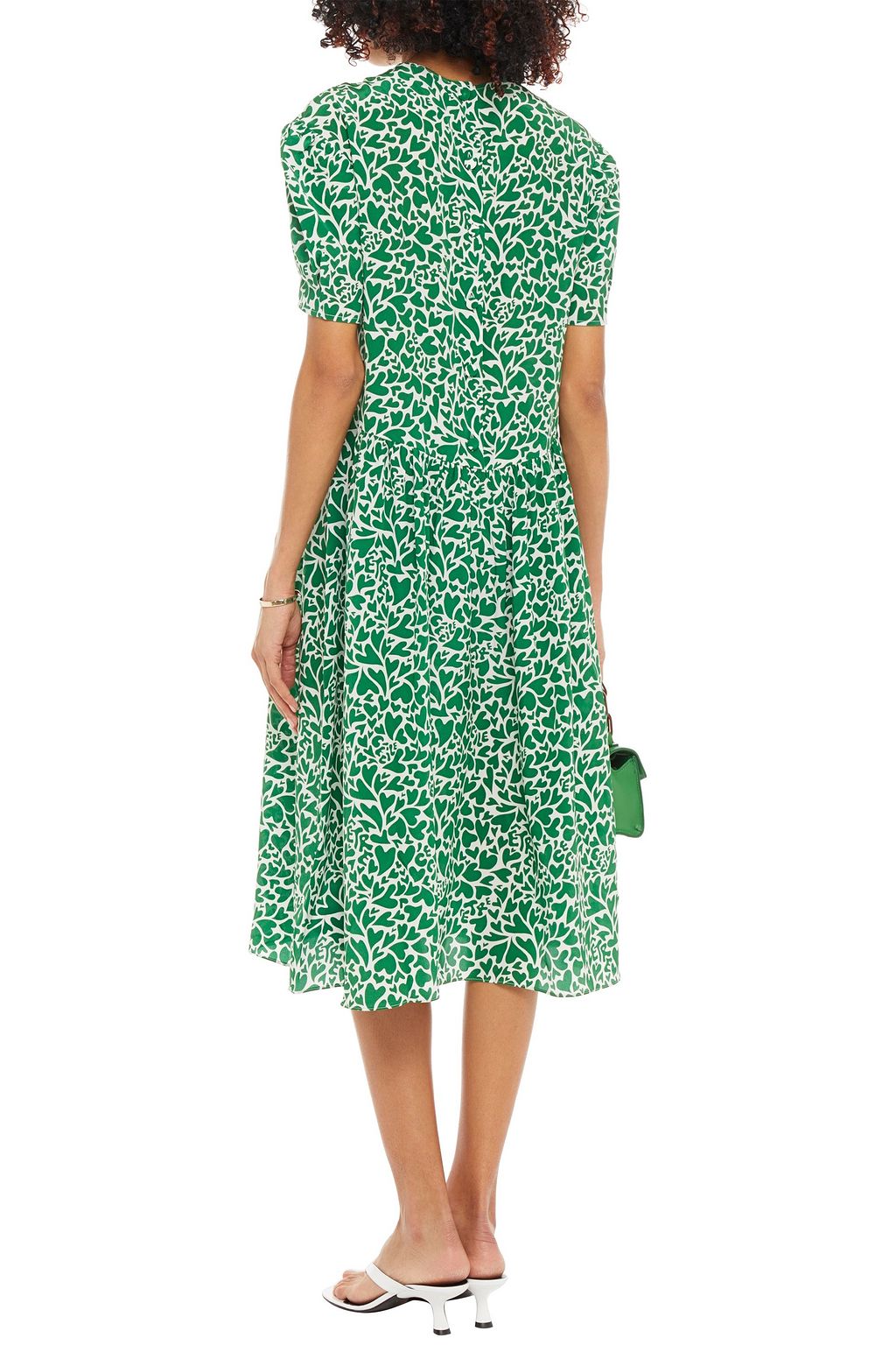 ÊTRE CÉCILE Amber Camou Heart printed silk crepe de chine midi dress
