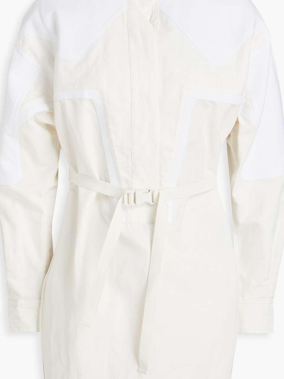 liana belted piqué-paneled jacquard mini dress
