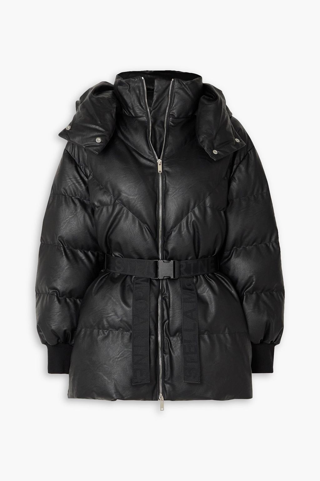 STELLA MCCARTNEY Kayla belted quilted faux leather hooded coat