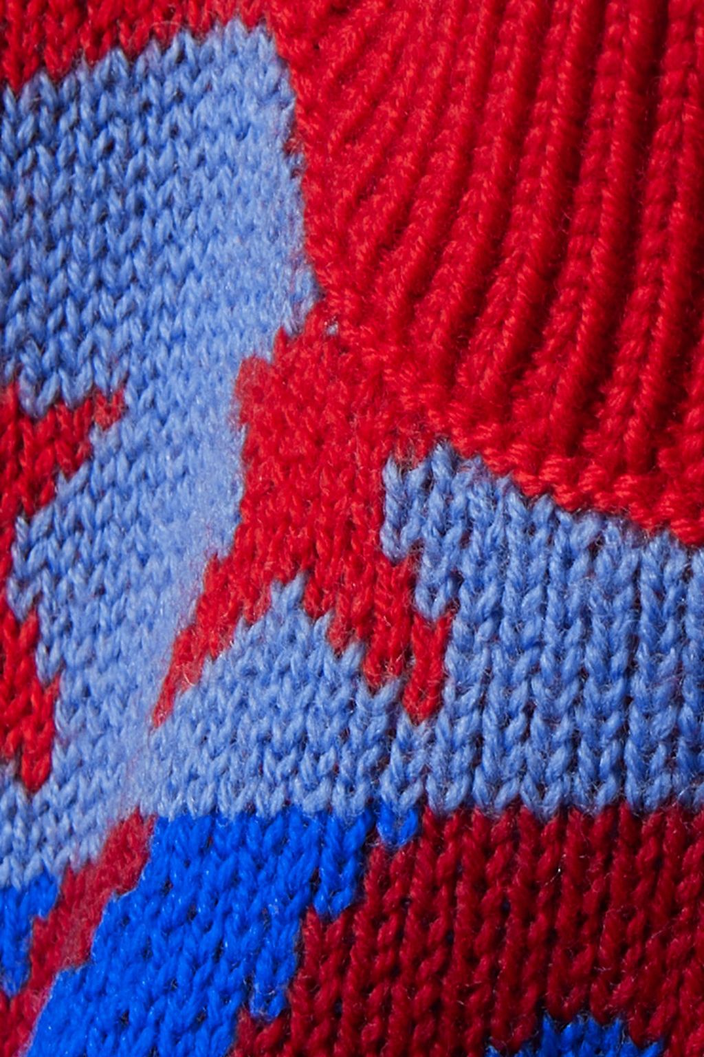 STELLA MCCARTNEY + Eco Hero oversized asymmetric intarsia wool sweater