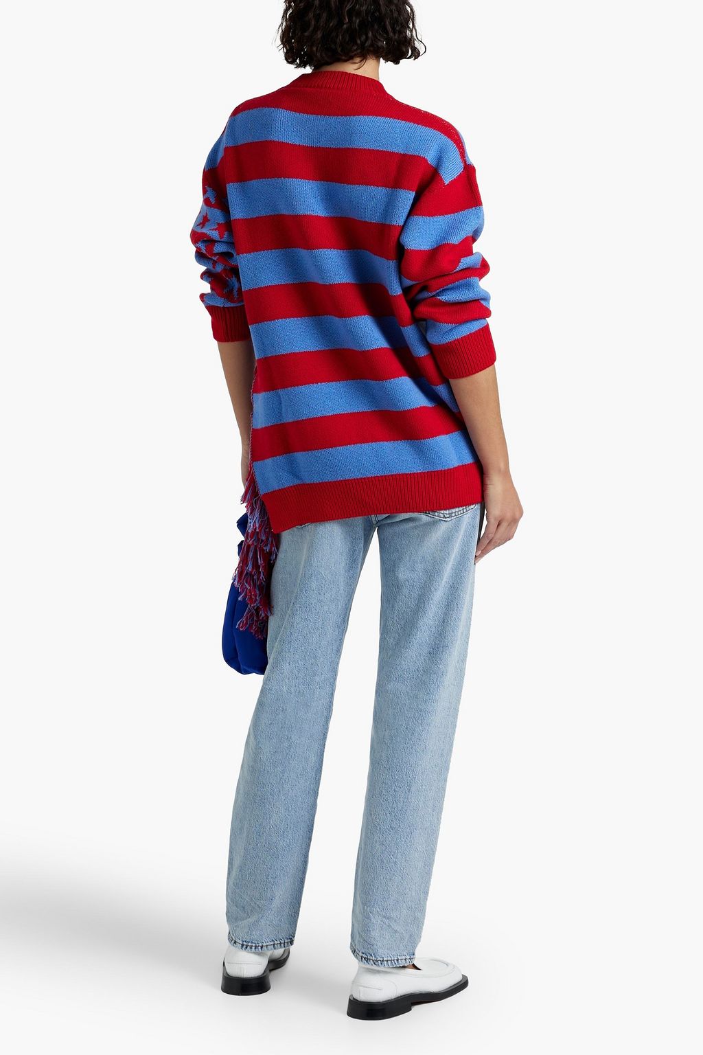 STELLA MCCARTNEY + Eco Hero oversized asymmetric intarsia wool sweater