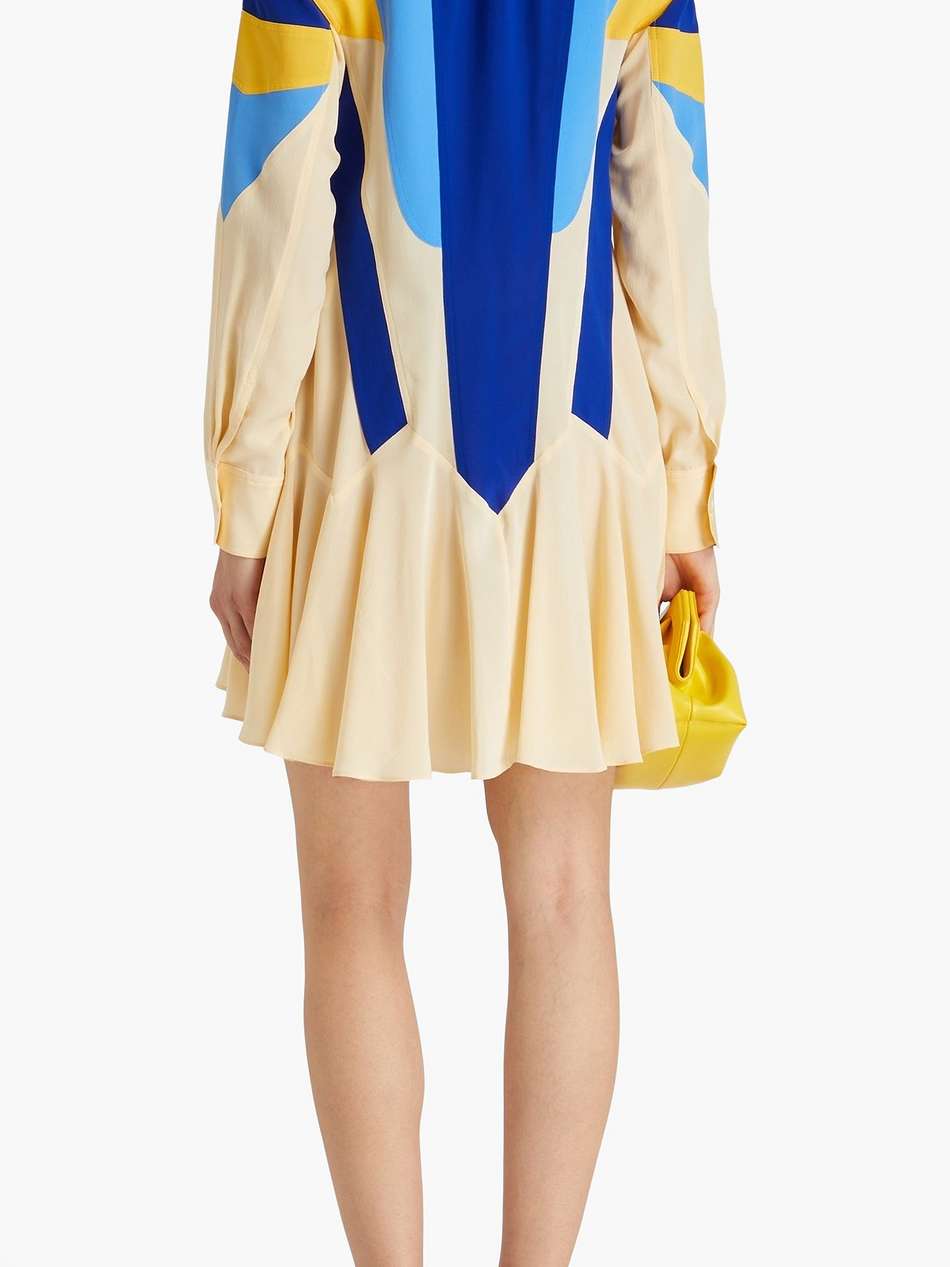 monica color-block silk crepe de chine mini dress