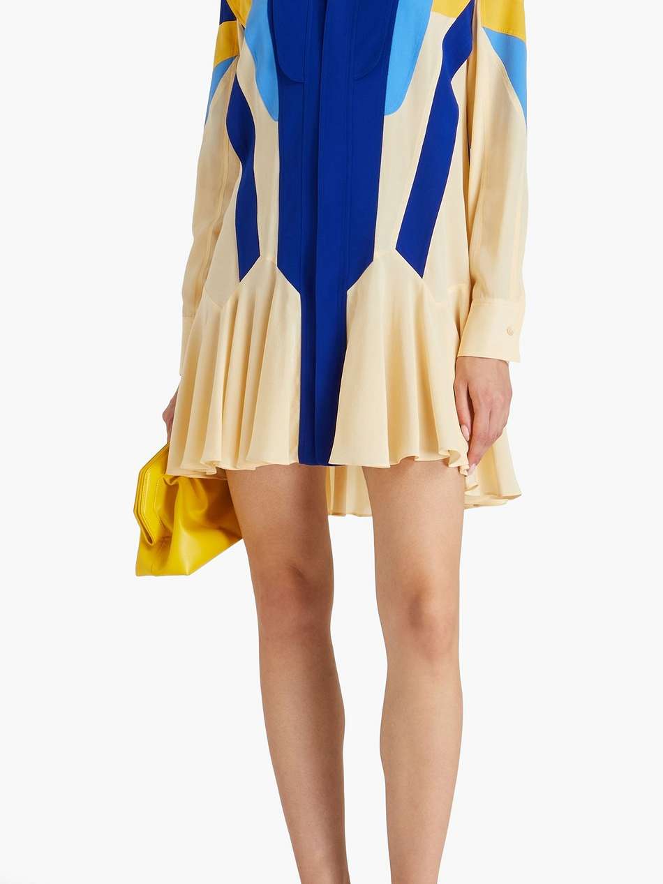 monica color-block silk crepe de chine mini dress