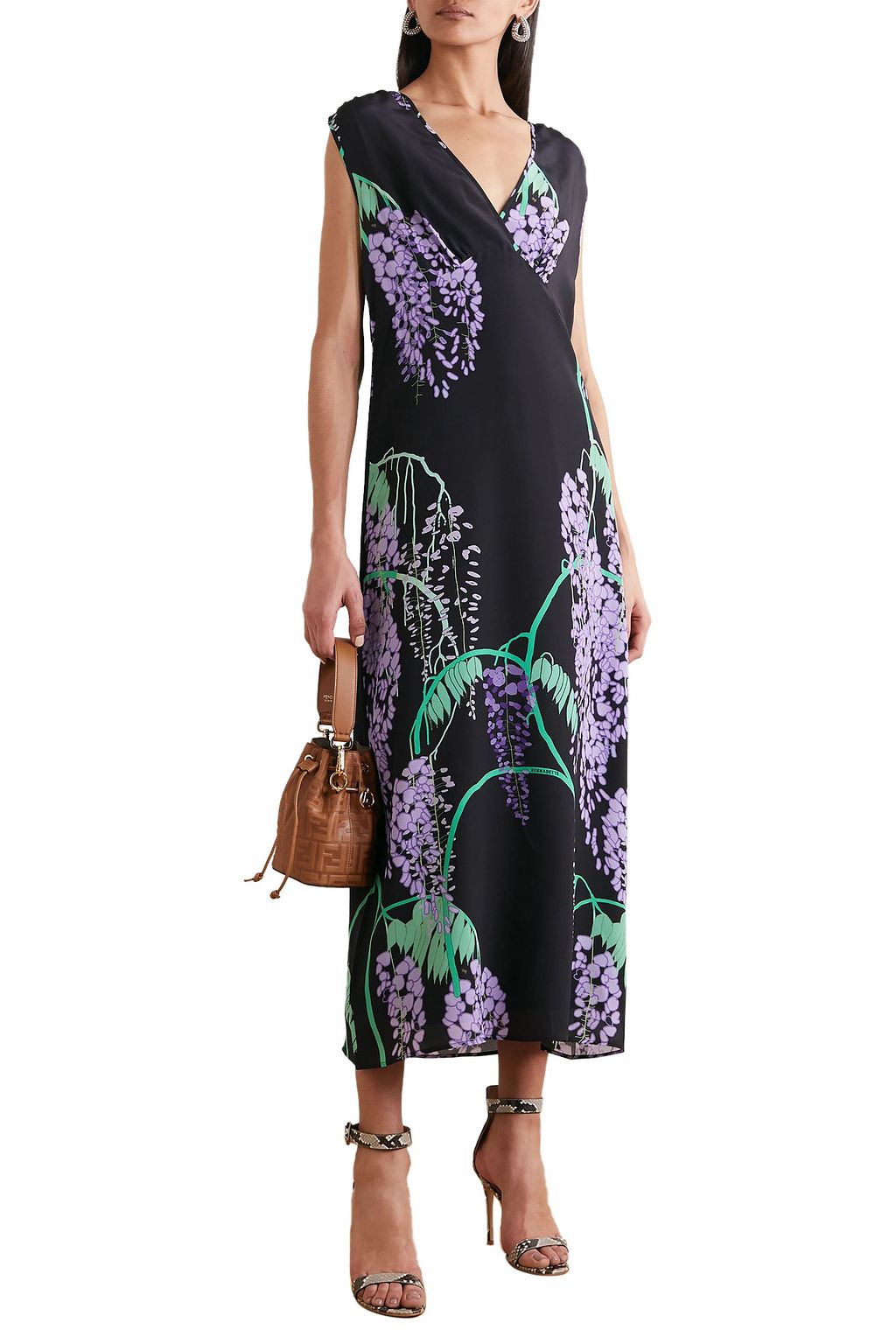 BERNADETTE Sarah floral-print silk crepe de chine midi dress