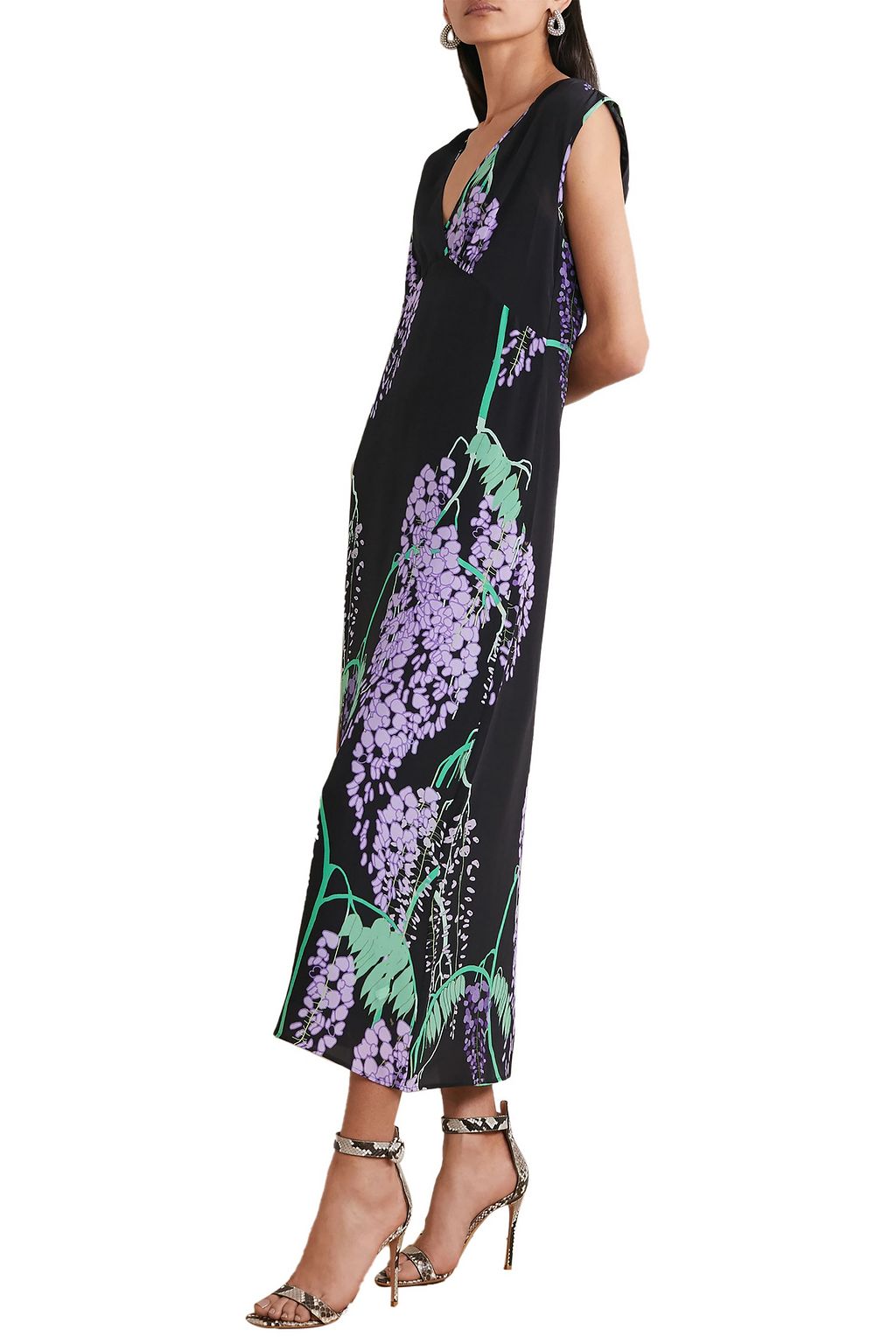 BERNADETTE Sarah floral-print silk crepe de chine midi dress