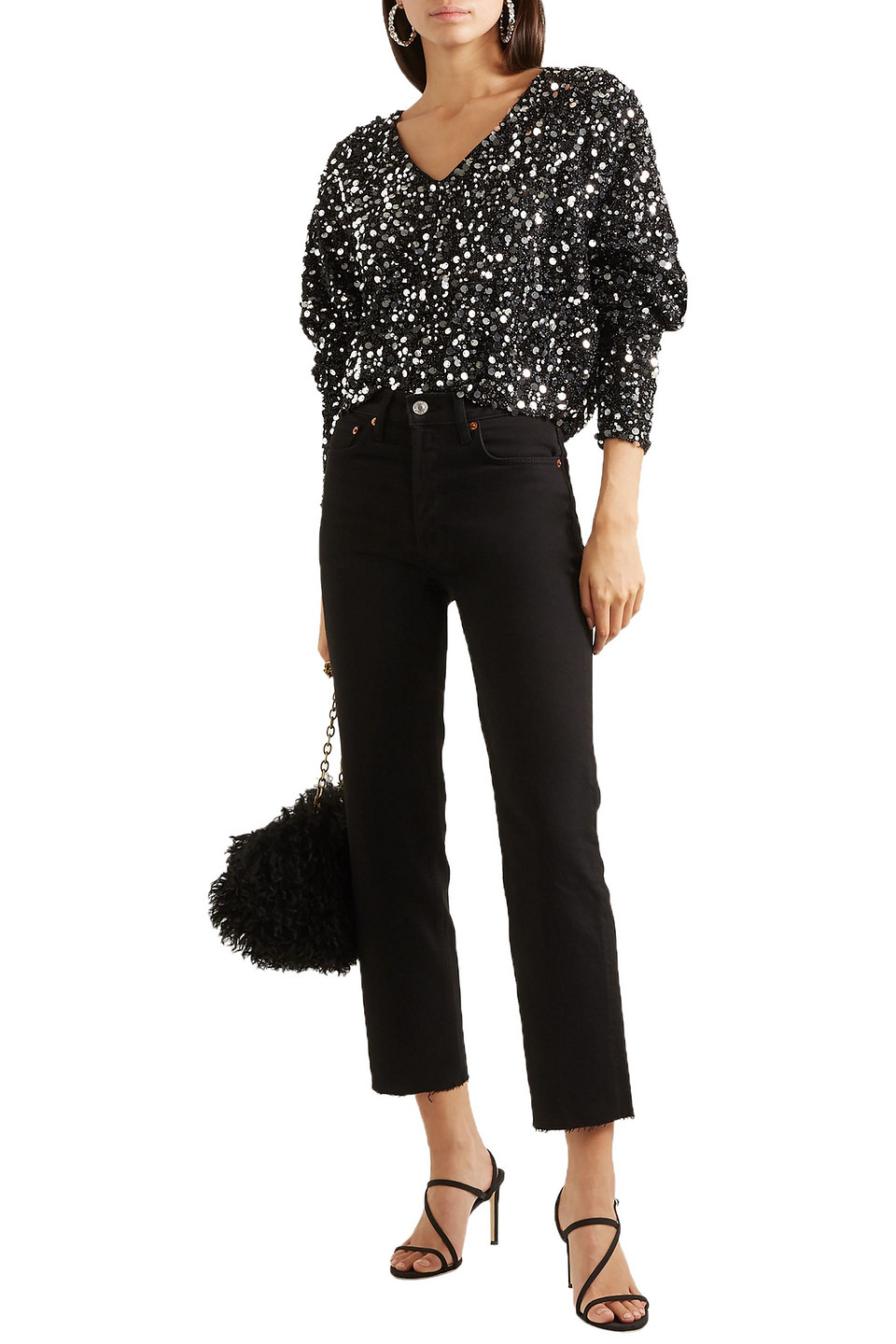 ROTATE BIRGER CHRISTENSEN MASHA SEQUINED BOUCLÉ TOP
