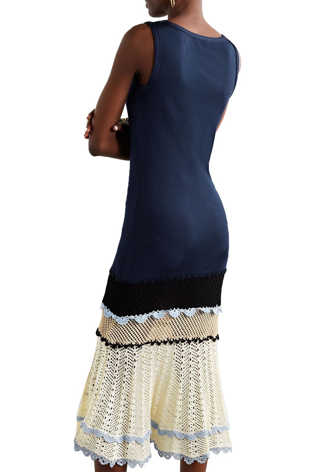ALTUZARRA Cordgrass crochet-paneled ribbed jersey midi dress