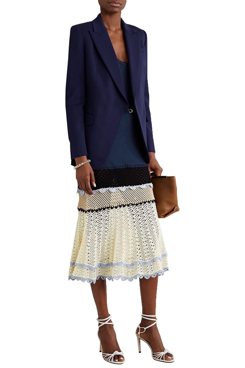 ALTUZARRA Cordgrass crochet-paneled ribbed jersey midi dress