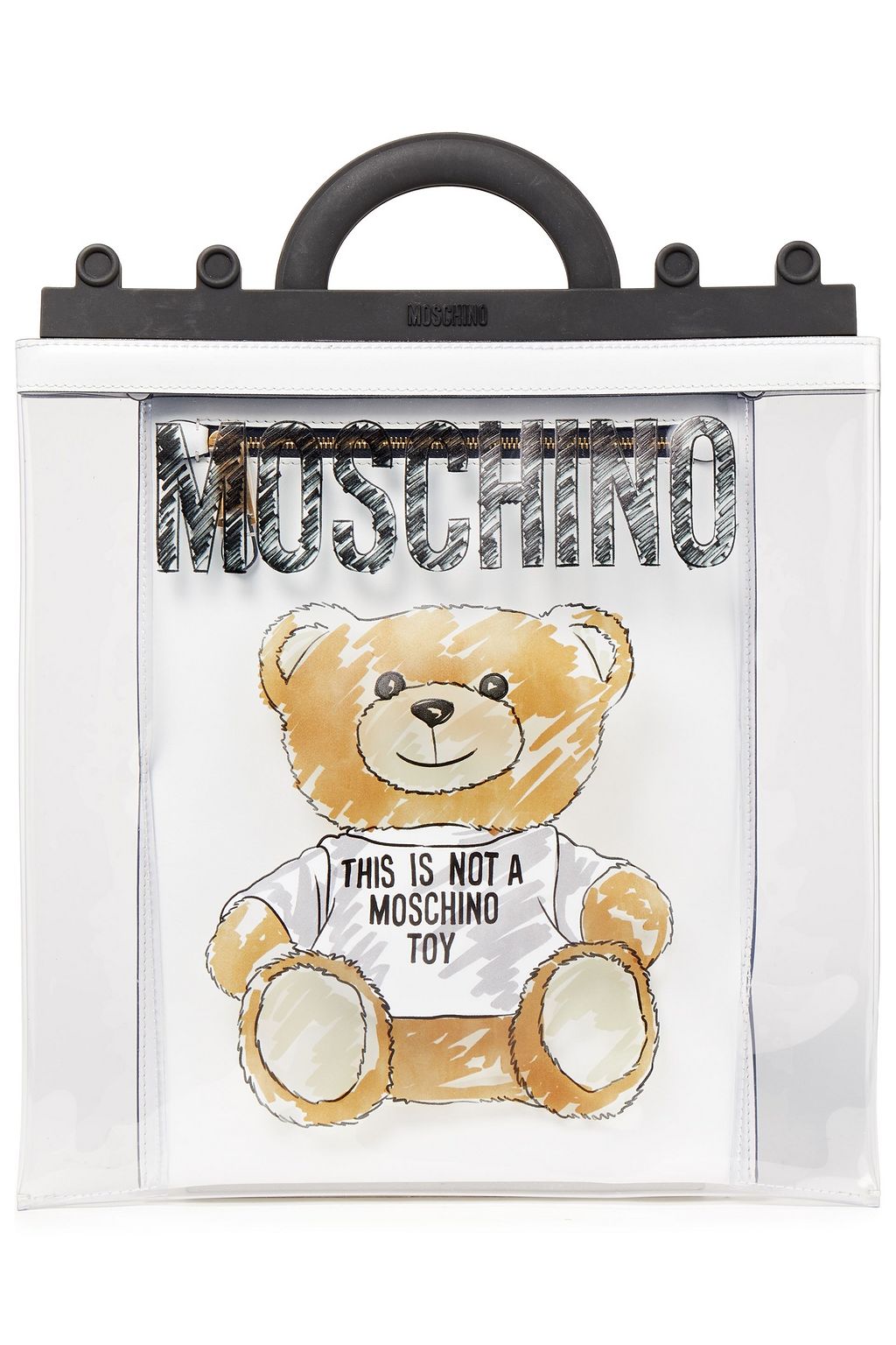 MOSCHINO Leather-trimmed printed PVC tote