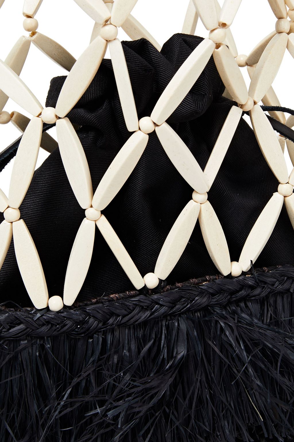 ARANÁZ Lambat bead-embellished raffia macramé bucket bag