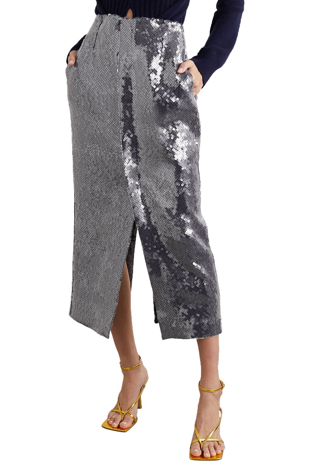 ROLAND MOURET Nobel sequined jersey midi skirt