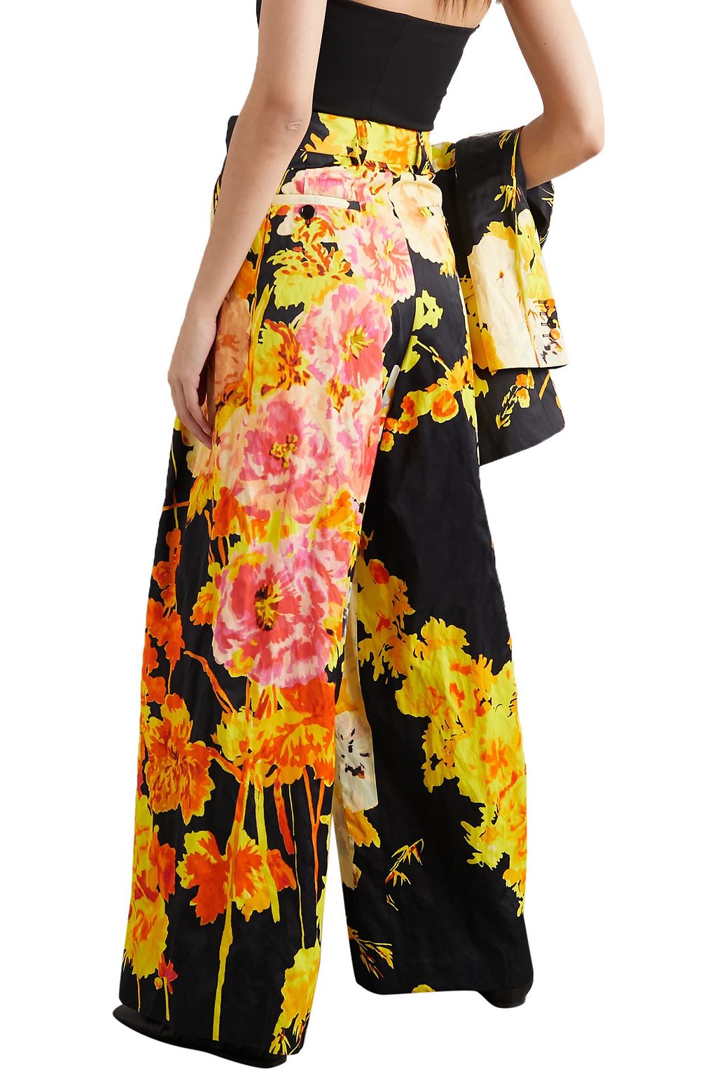DRIES VAN NOTEN Floral-print satin wide-leg pants