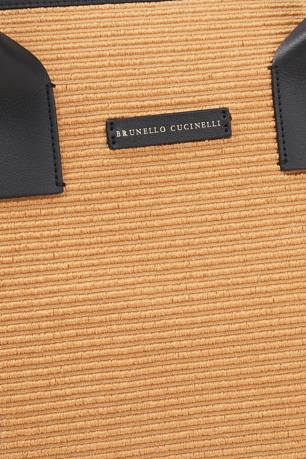 BRUNELLO CUCINELLI Bead-embellished faux raffia and leather tote