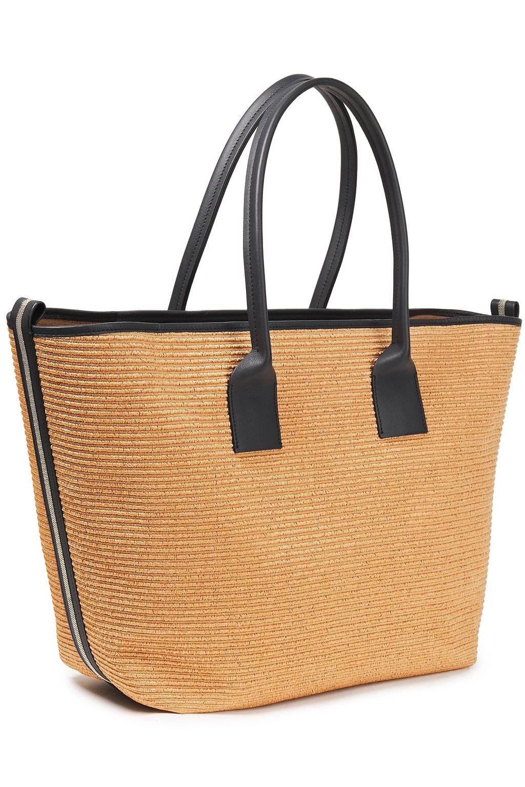 BRUNELLO CUCINELLI Bead-embellished faux raffia and leather tote