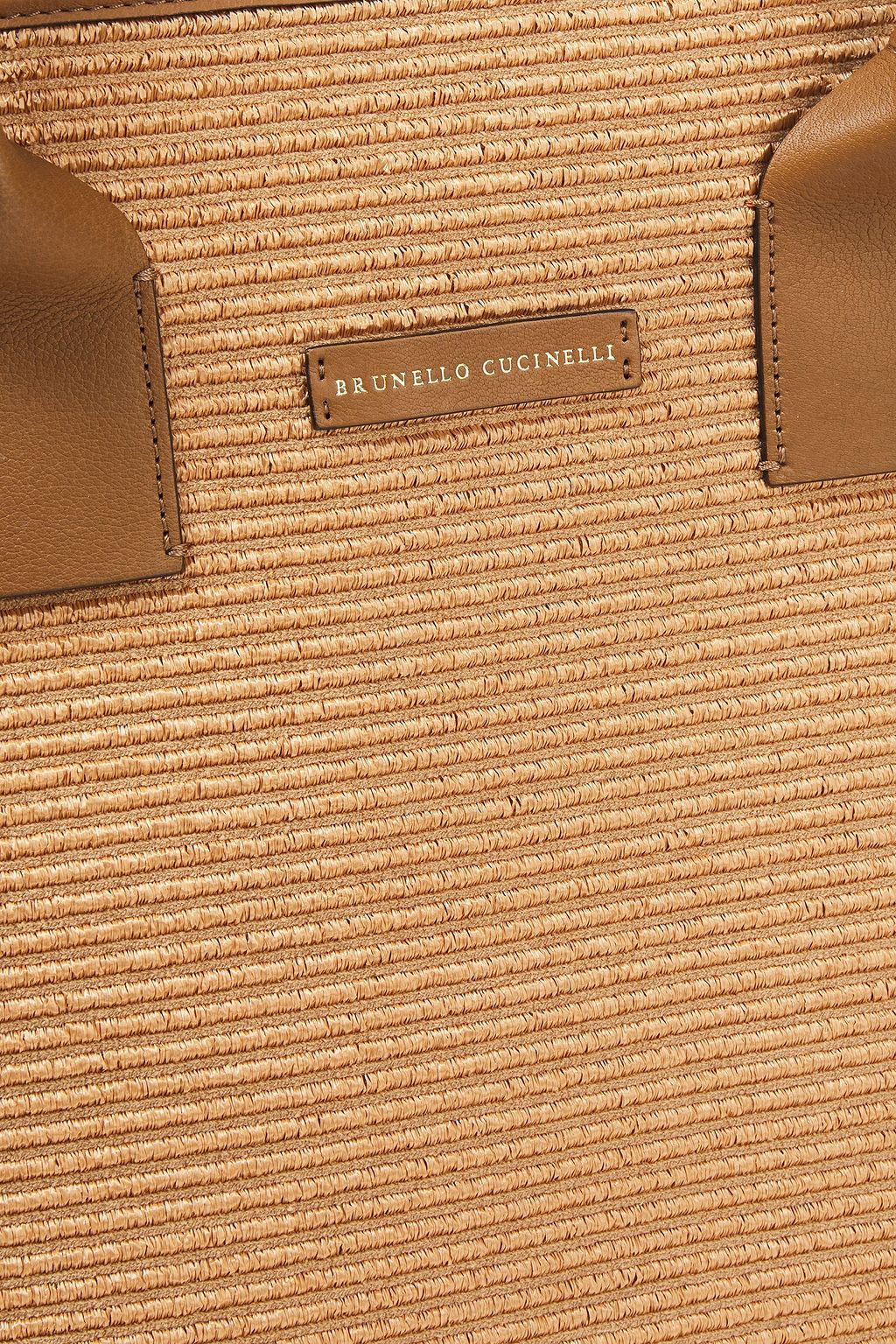 BRUNELLO CUCINELLI Tote Bag aus Leder und Raffiabastimitat  mit Zierperlen