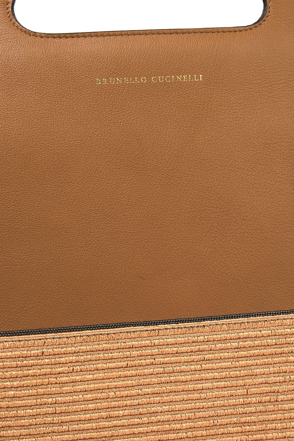 BRUNELLO CUCINELLI Pebbled-leather and faux raffia tote