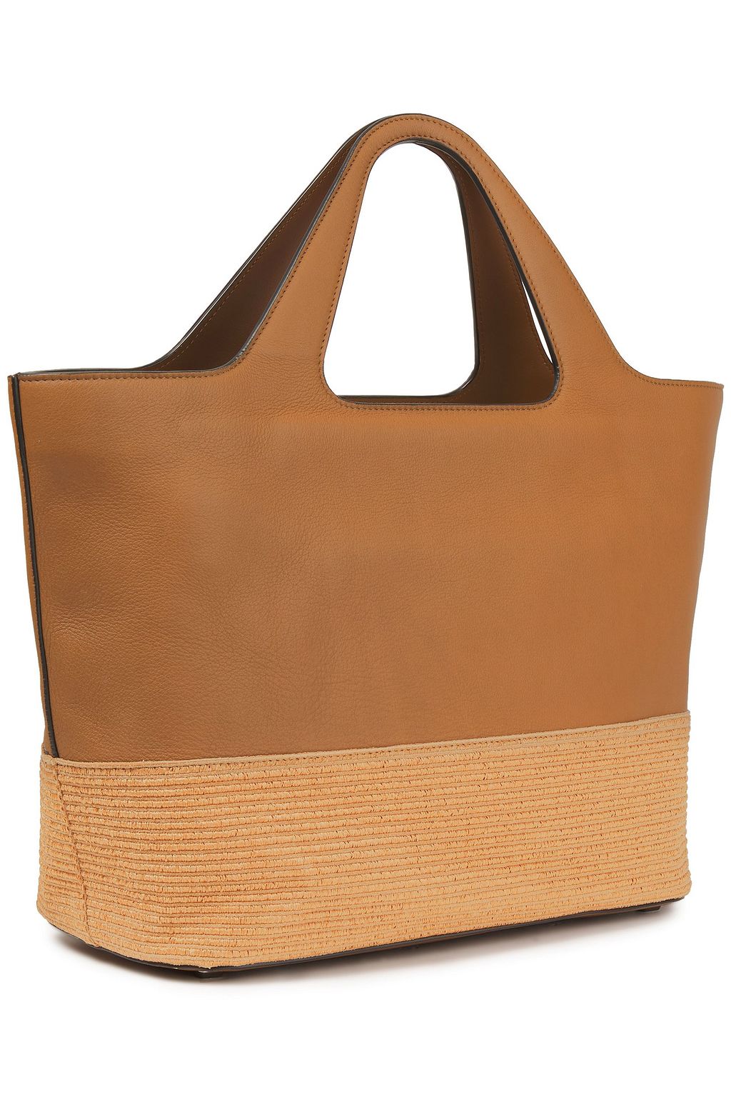 BRUNELLO CUCINELLI Pebbled-leather and faux raffia tote
