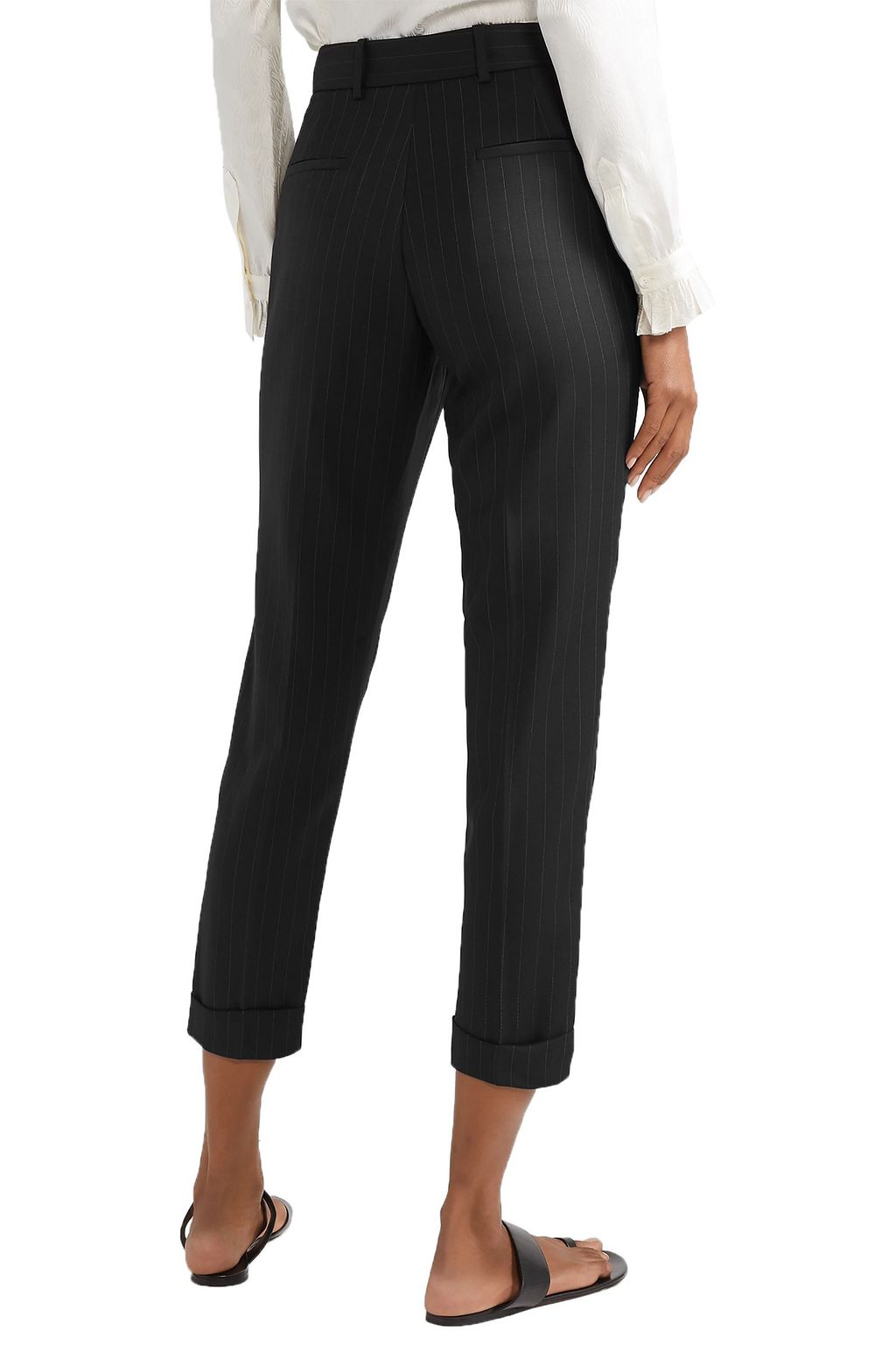 NILI LOTAN Montana cropped pinstriped wool-blend twill tapered pants